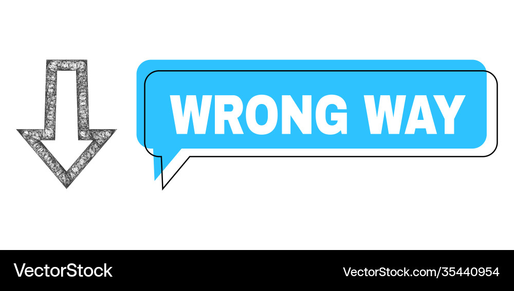 Shifted wrong way chat bubble and net mesh arrow Shifted wrong way chat bubble and net mesh arrow vector image
