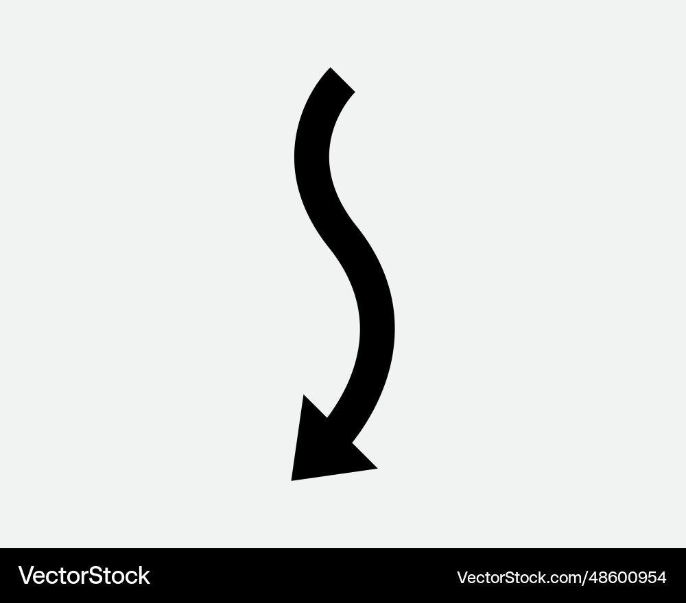 Wave arrow down left side icon pointer point curve Vector Image