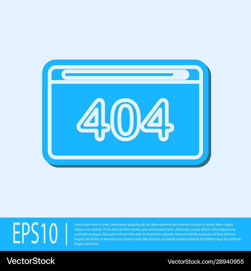 Blue line page with a 404 error icon isolated vector image