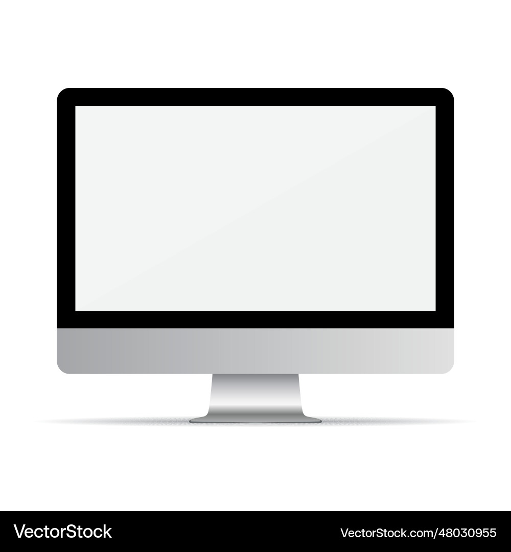 Computer monitor with empty screen on a white vector image