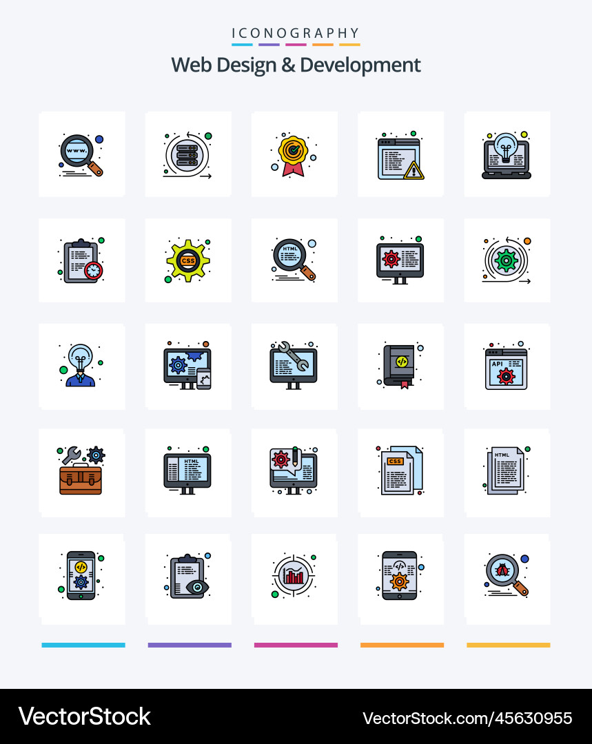 Creative web design and development 25 line vector image