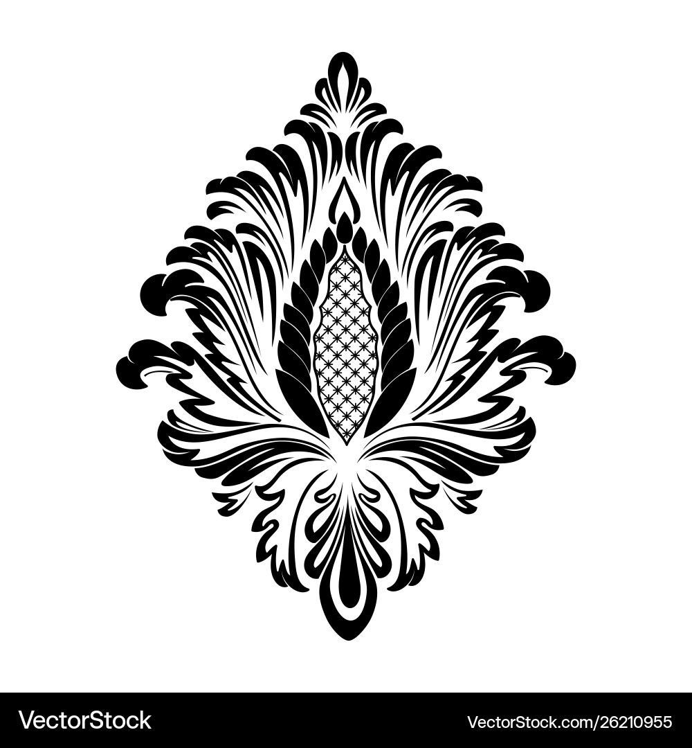 Damask element isolated central Damask element isolated central Vector Image