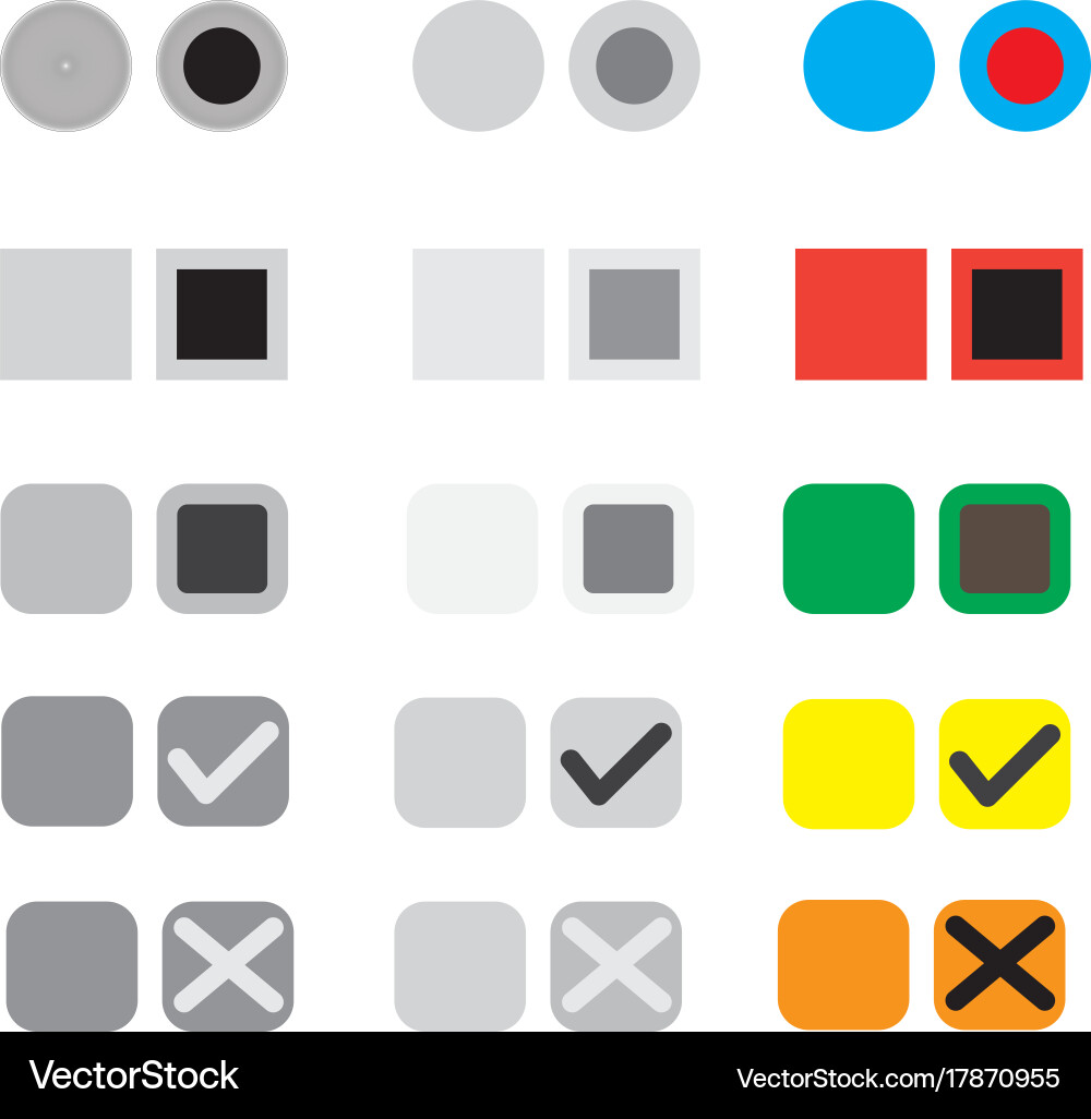 Different selection buttons set graphic vector image