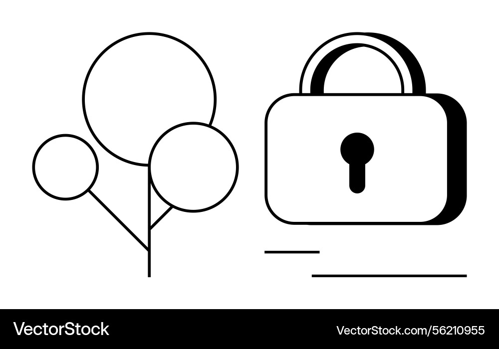 Digital privacy concept with tree and padlock Digital privacy concept with tree and padlock vector image
