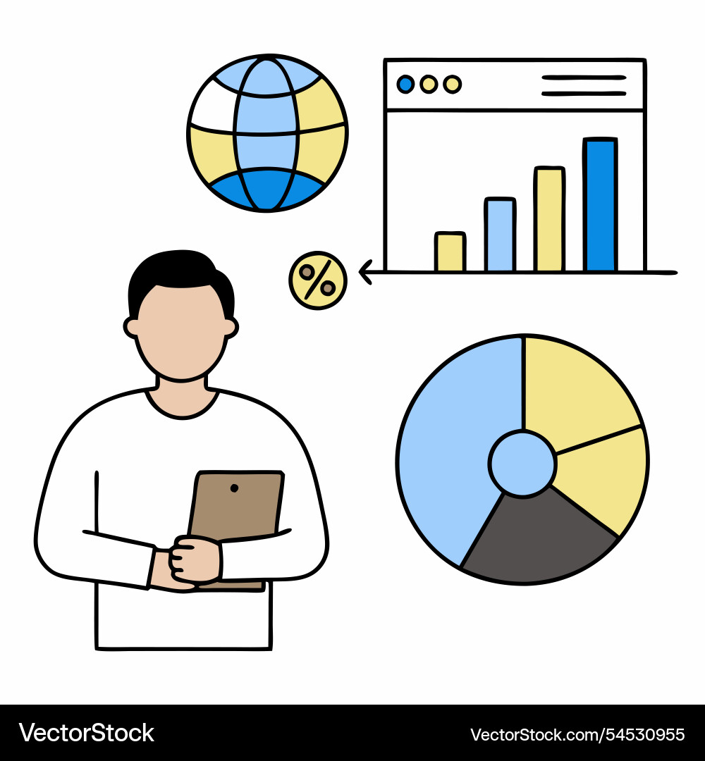 Global data analysis and insights for business vector image