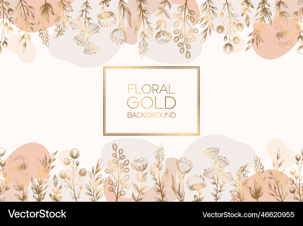 Gold hand drawn floral seamless pattern Vector Image