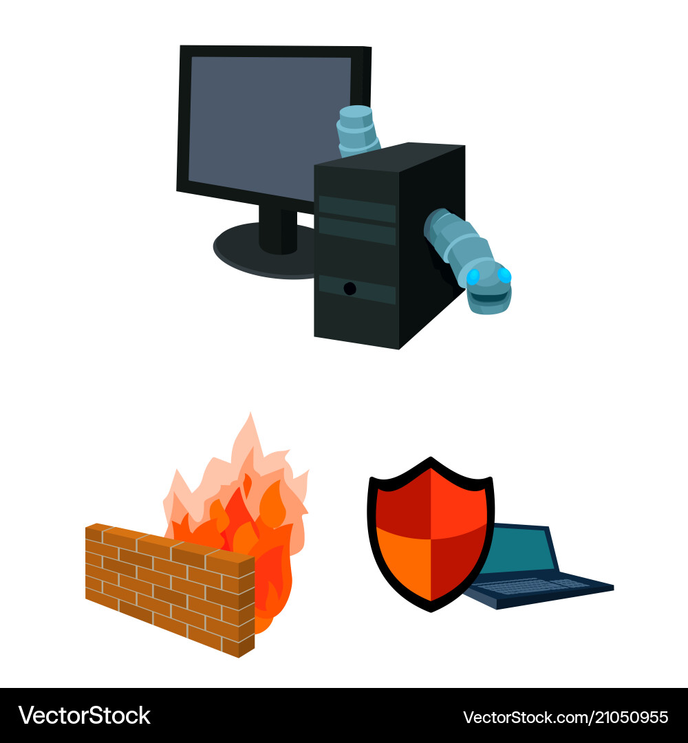 Hacker und Hacking Cartoon Icons in Set-Sammlung vektorbild