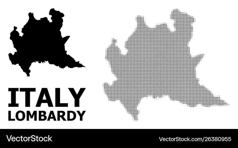 Halftone pattern and solid map lombardy Vector Image