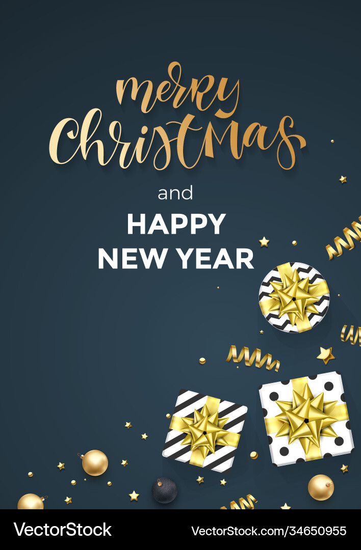 Merry christmas and happy new year greeting card Merry christmas and happy new year greeting card vector image