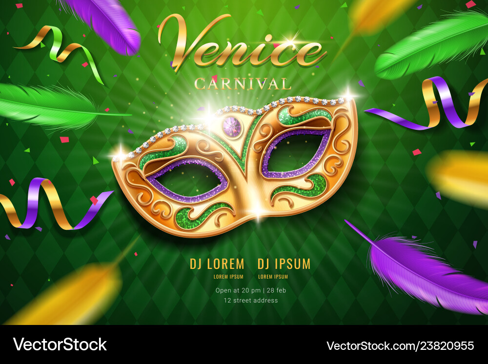 Poster with masquerade mask for mardi gras vector image