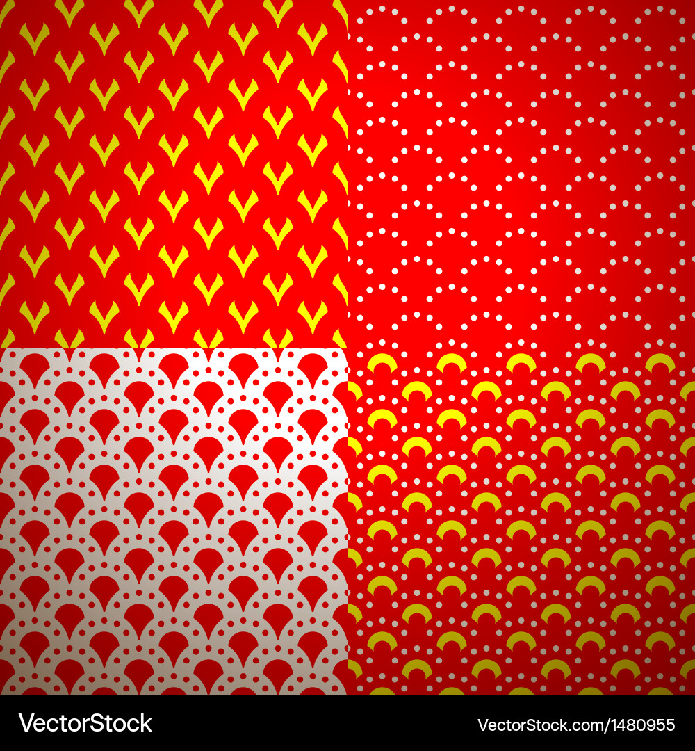 Set of four different geometrical patterns Vector Image