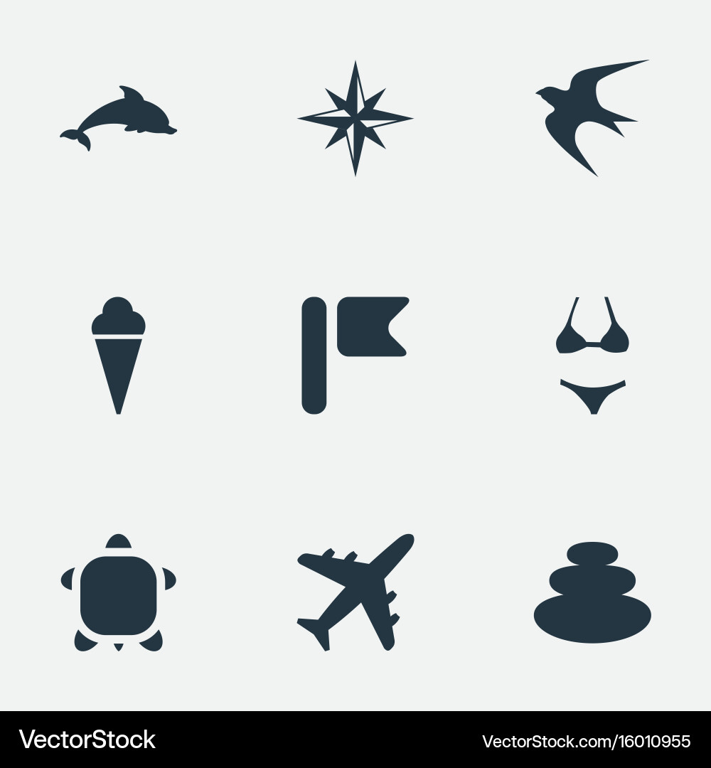 Set of simple seaside icons elements balance vector image