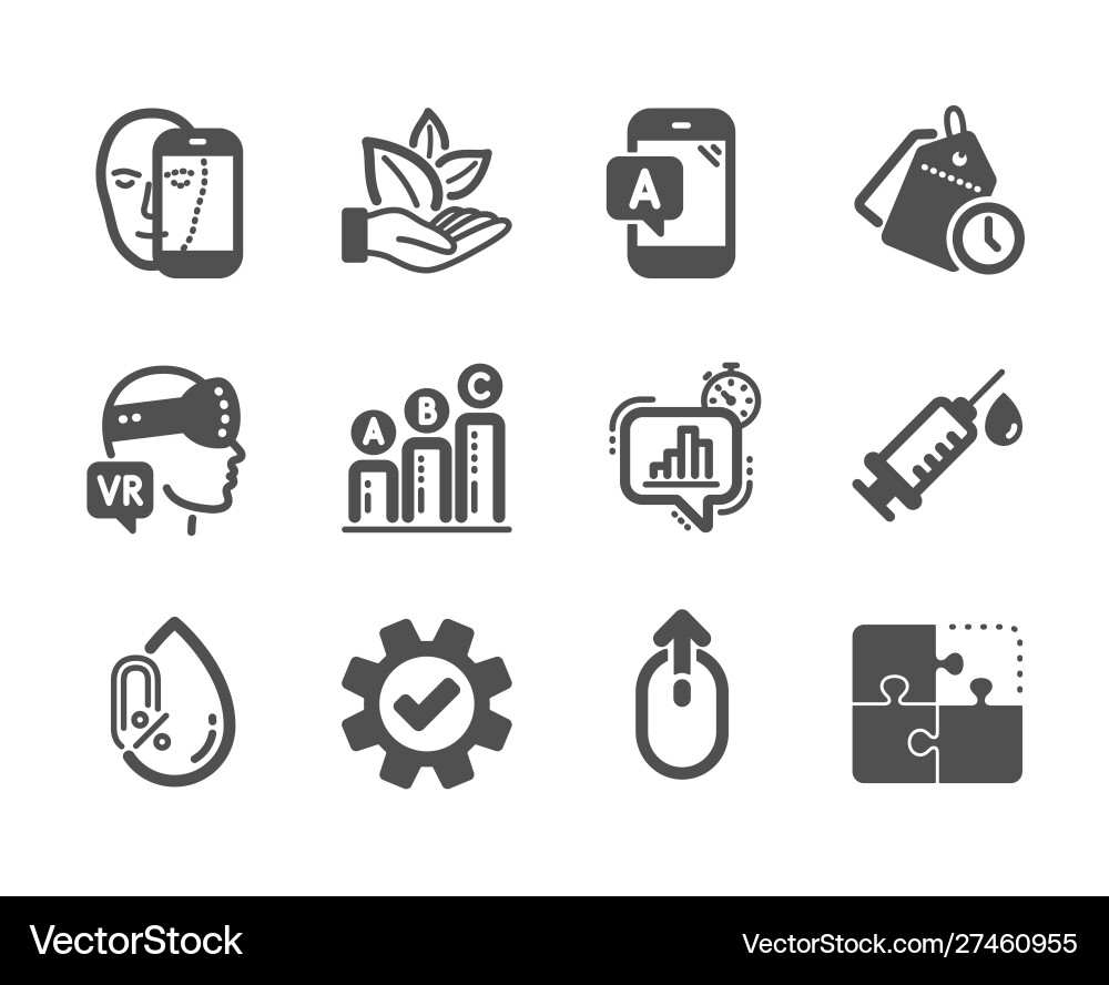 Set science icons such as puzzle ab testing Set science icons such as puzzle ab testing vector image