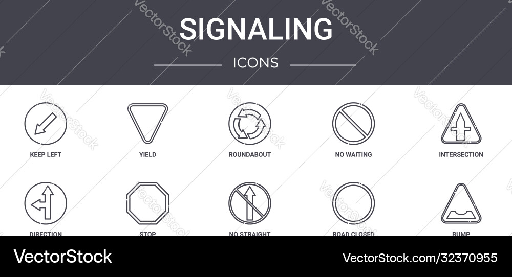 Signaling concept line icons set contains Signaling concept line icons set contains vector image