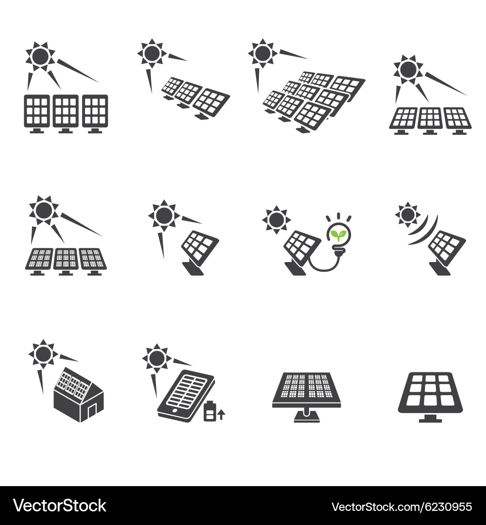 Solar cell icon set Royalty Free Vector Image - VectorStock