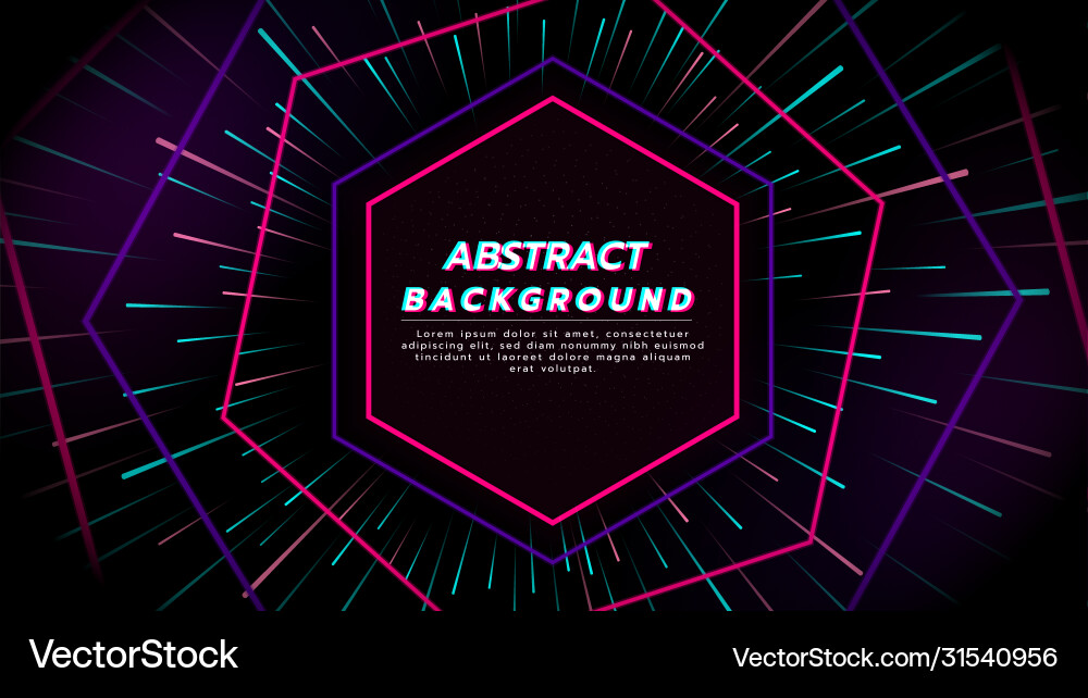Abstract background with neon light in hexagon Vector Image