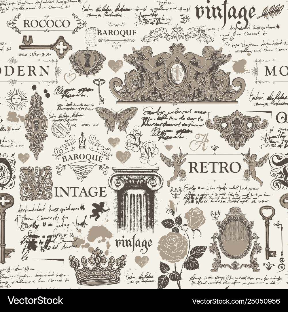 Abstract seamless pattern with sketches and notes Abstract seamless pattern with sketches and notes vector image
