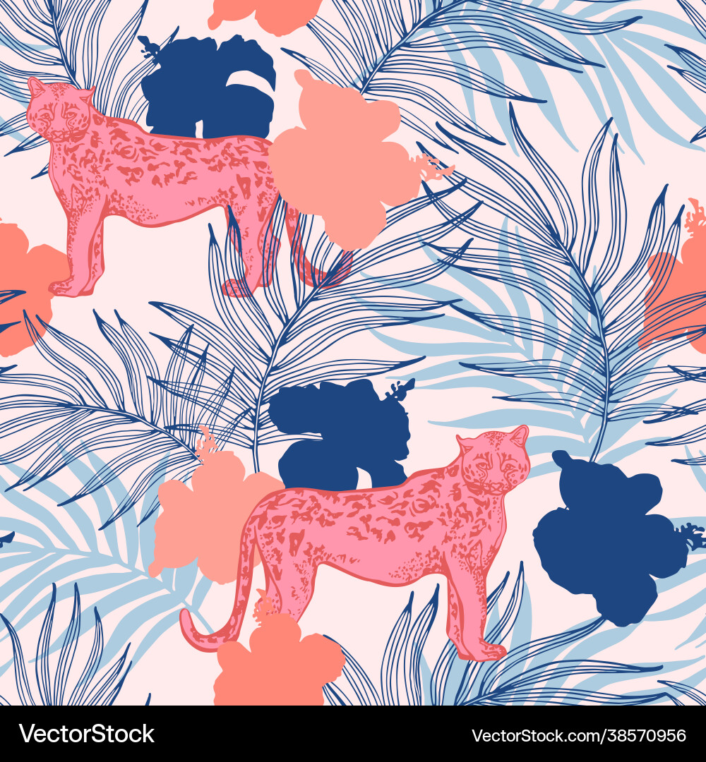 Beautiful tropical print with palm leaves Beautiful tropical print with palm leaves vector image