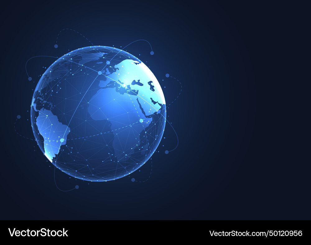 Global network connection world map point Global network connection world map point vector image