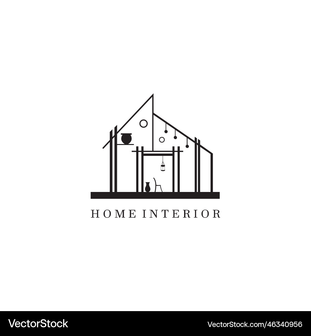 Interior abstract logo design house Interior abstract logo design house vector image