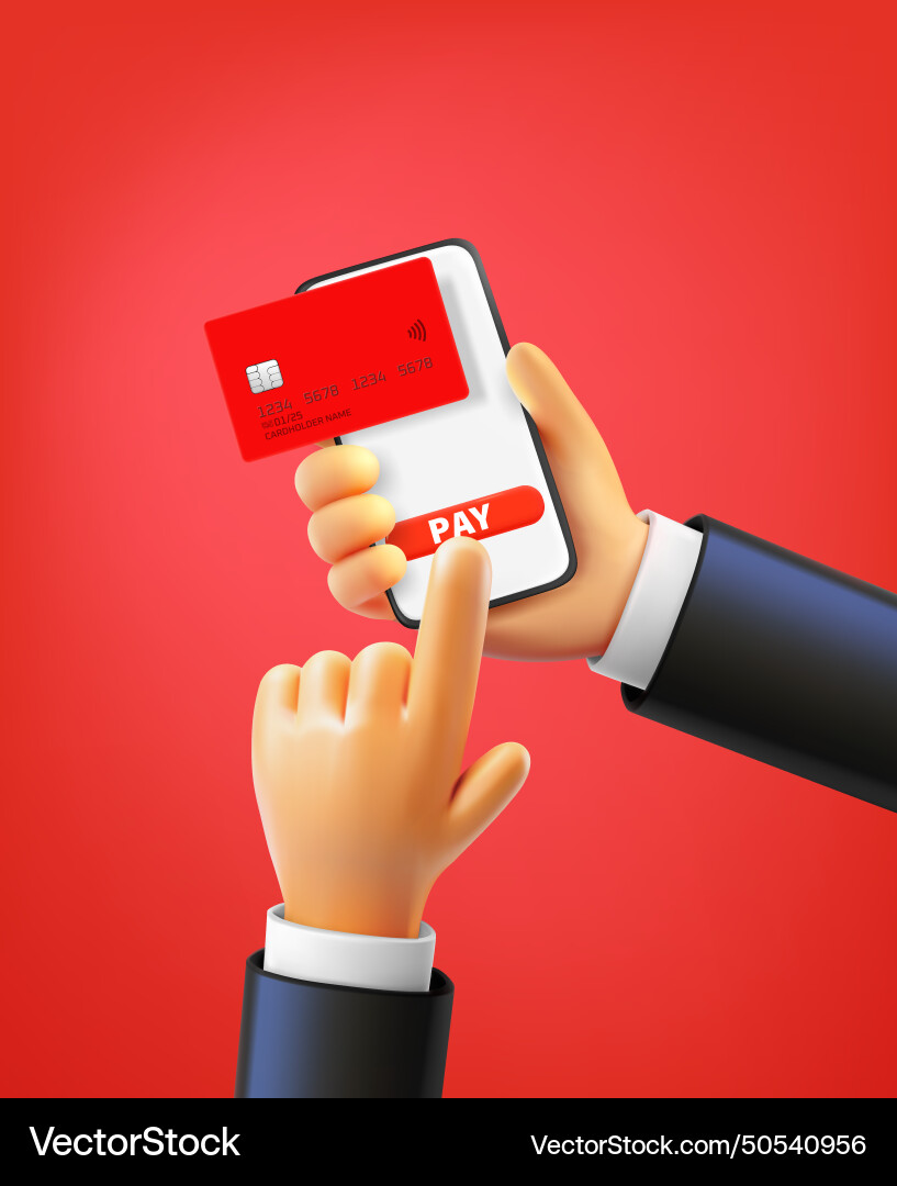 Man using smartphone to pay via internet Man using smartphone to pay via internet vector image