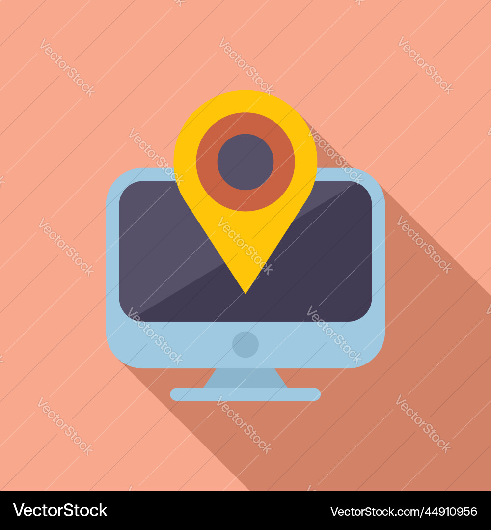 Pc location icon flat web button Vector Image