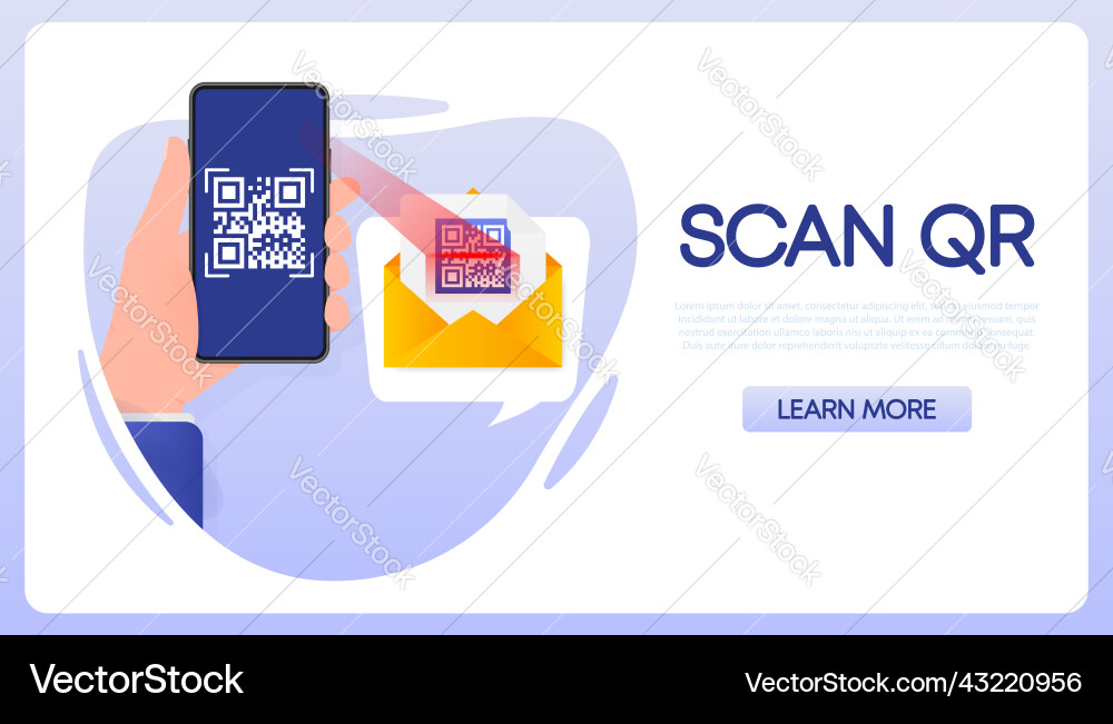 Scan code smartphone on white background isolated Scan code smartphone on white background isolated vector image