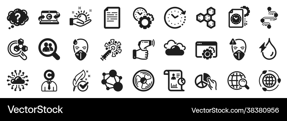Set science icons such as document pie chart Set science icons such as document pie chart vector image