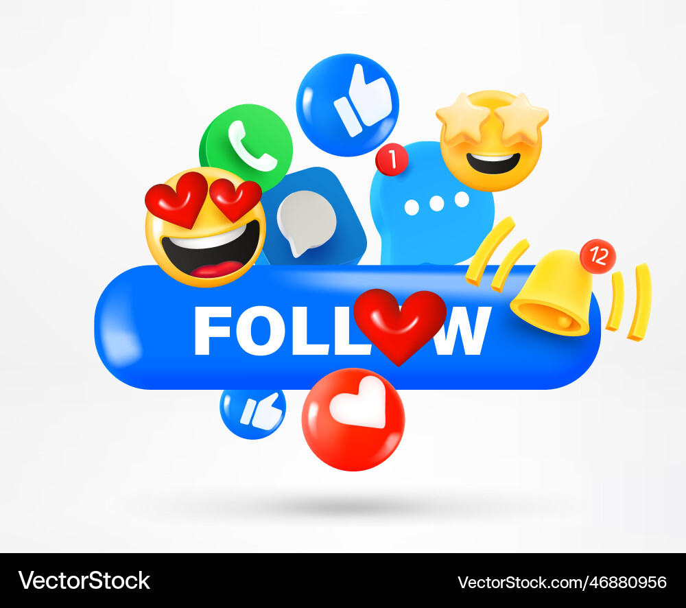 Social Media Icons & Follow Button Royalty Free Vector