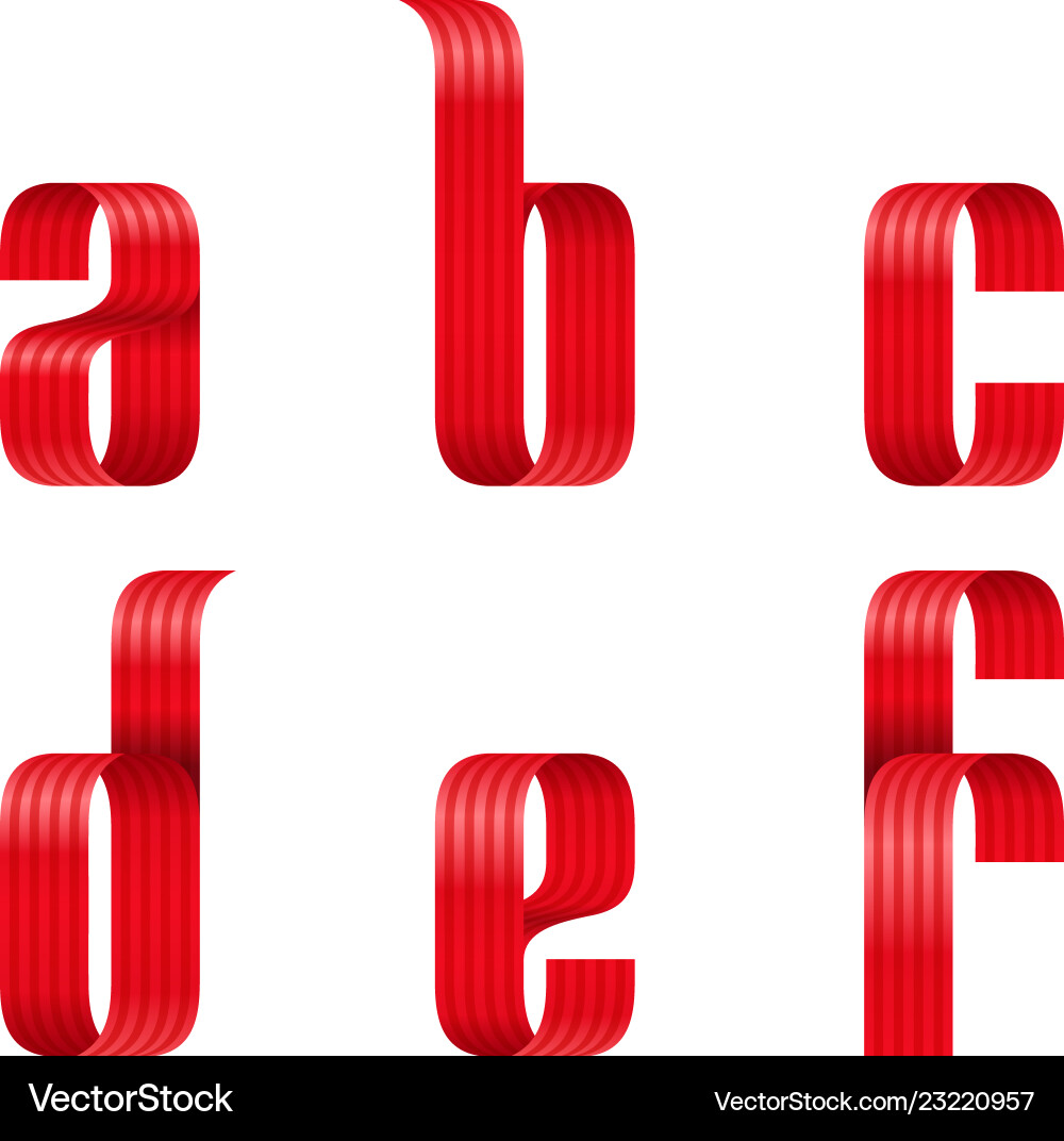 A b c d e f lowercase letters font from red A b c d e f lowercase letters font from red vector image