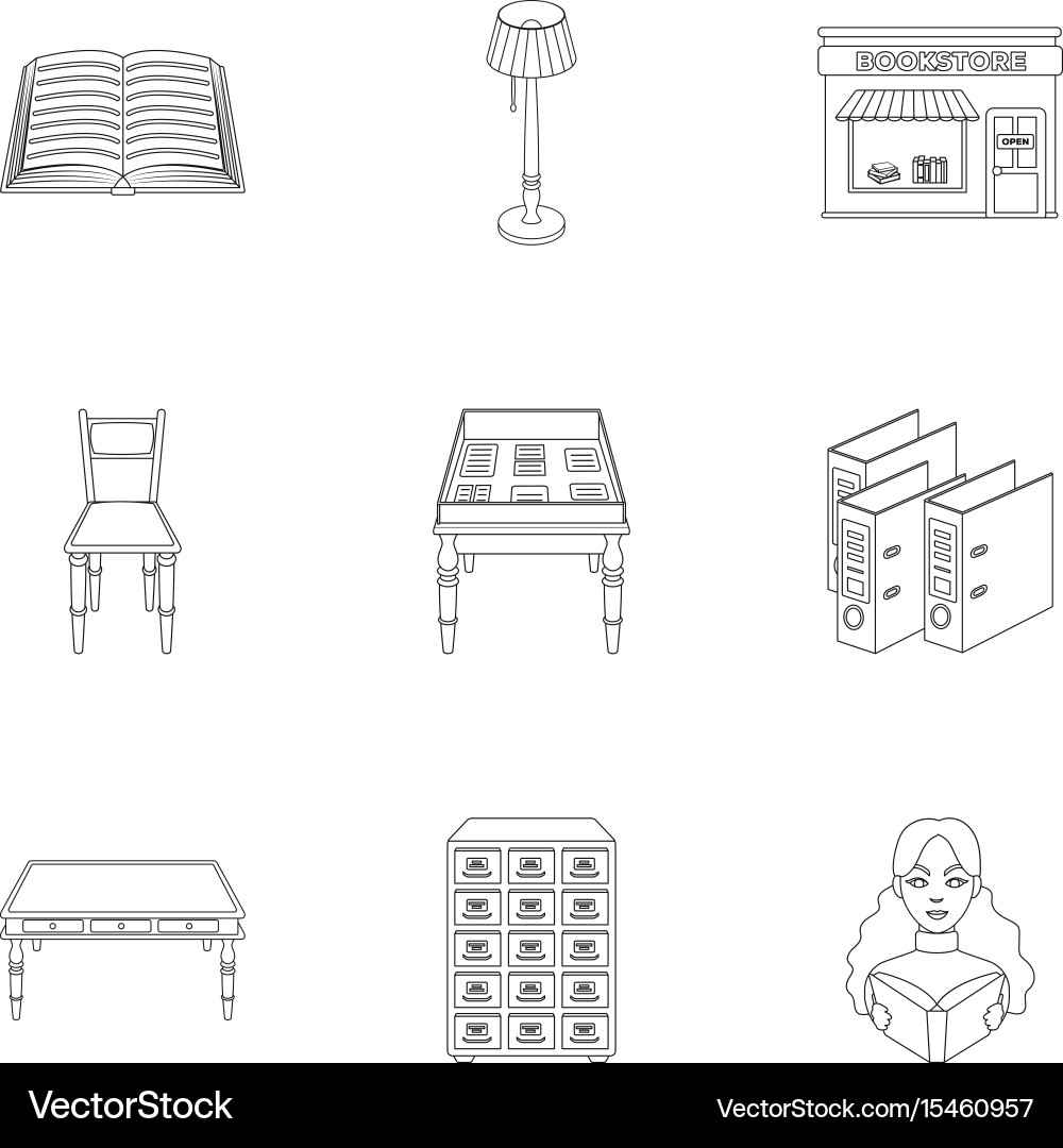 A set of icons with books seth about the library Vector Image