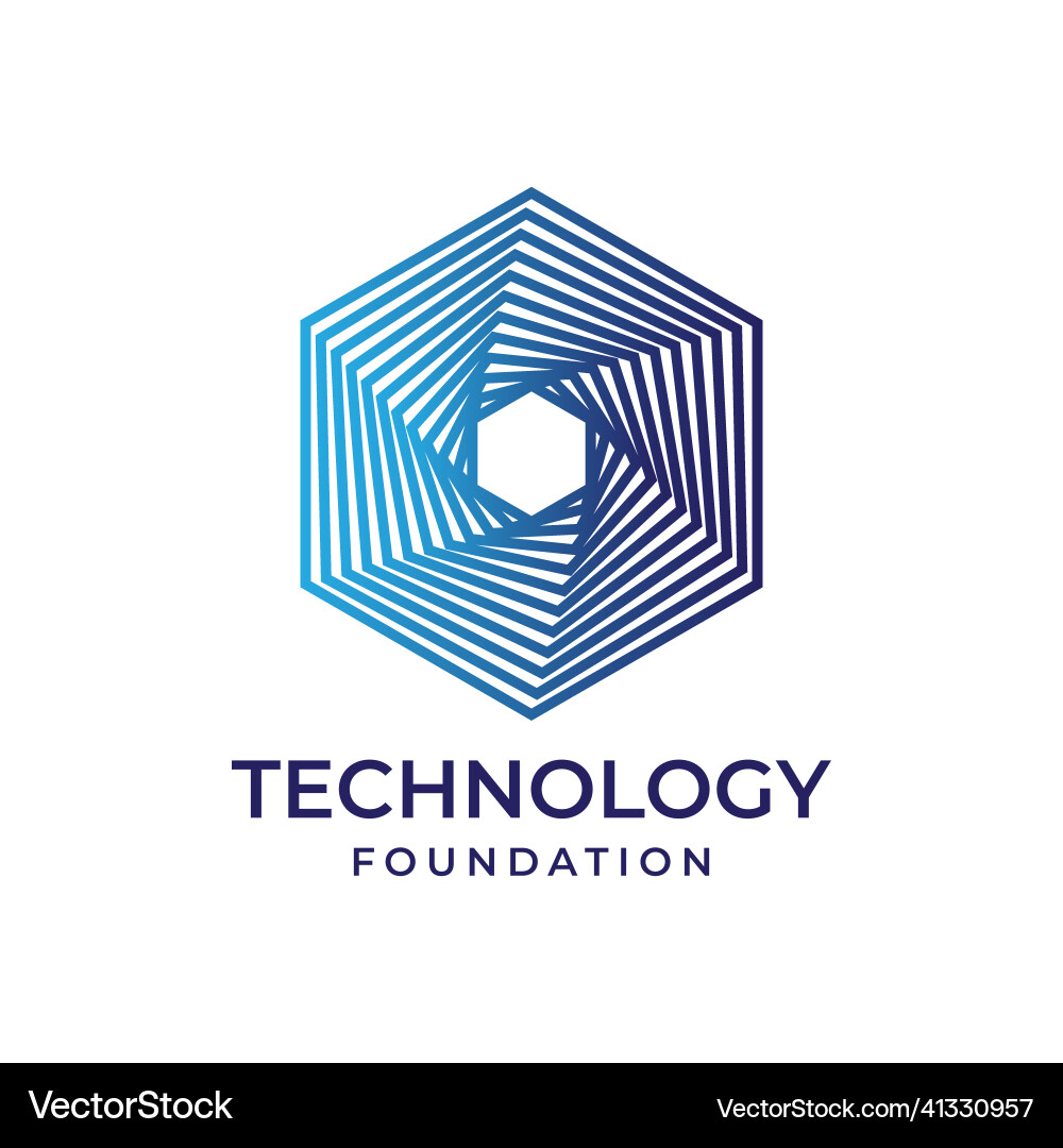 Abstract hexagon blend tech logo design Vector Image
