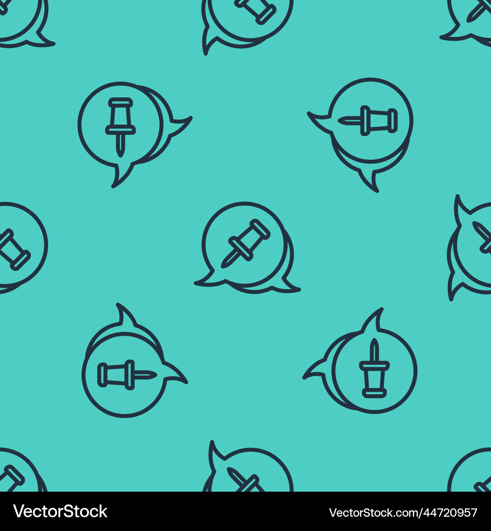 Black line push pin icon isolated seamless pattern Black line push pin icon isolated seamless pattern vector image