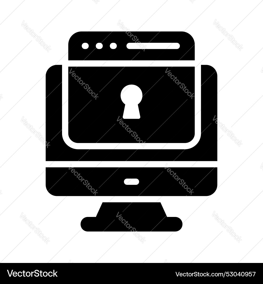 Computer web with lock security concept vector image