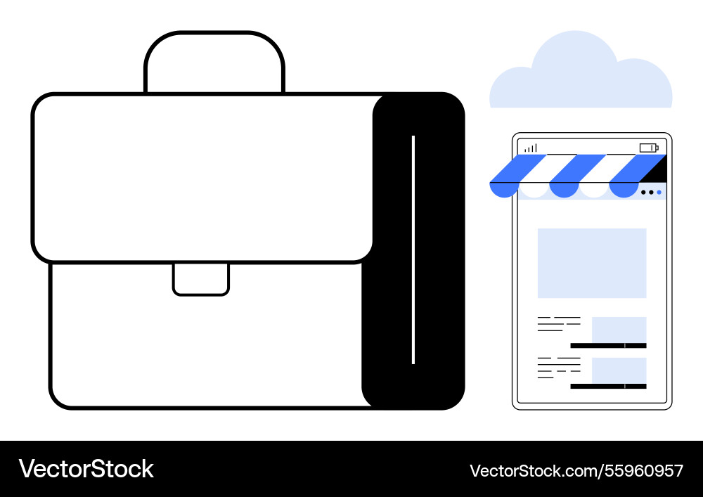 Digital workspace concept with briefcase and e Vector Image
