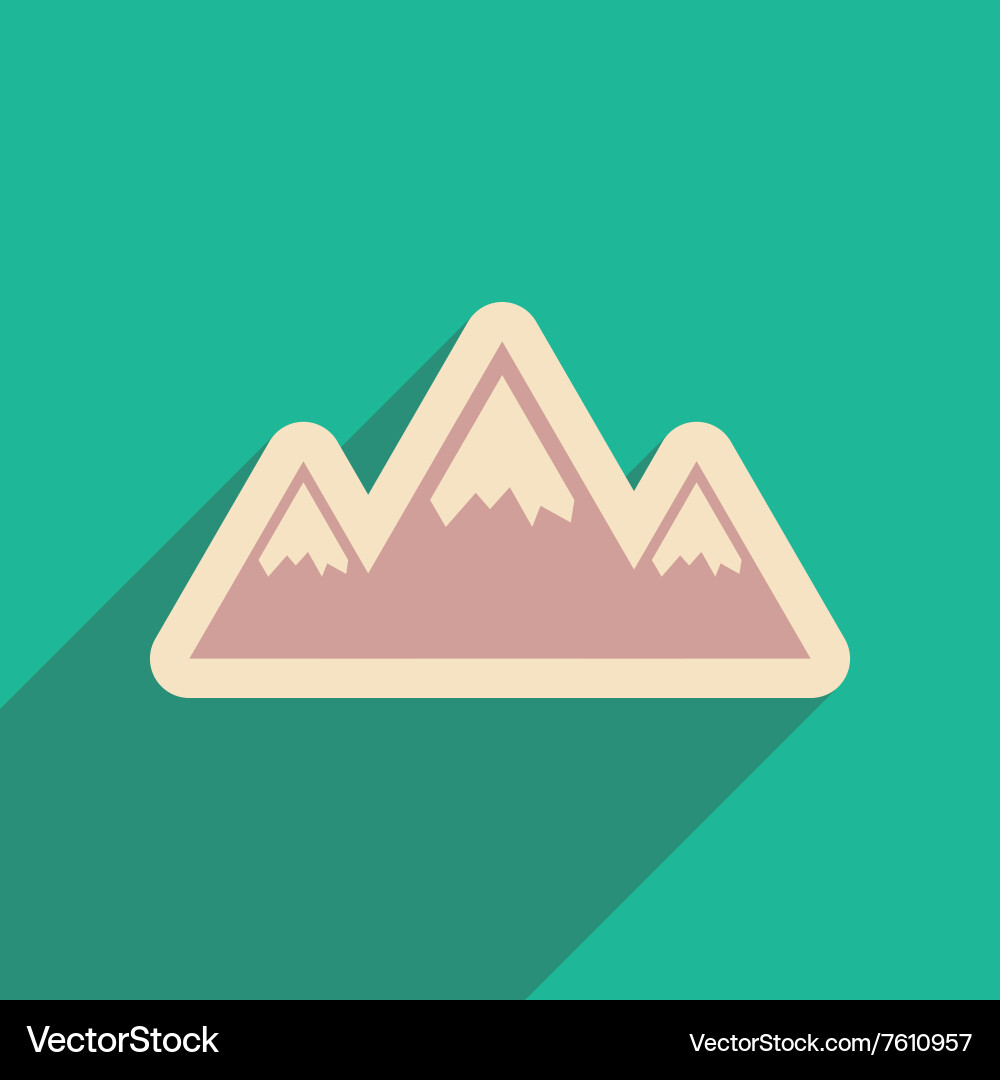 Flat web icon with long shadow mountains vector image