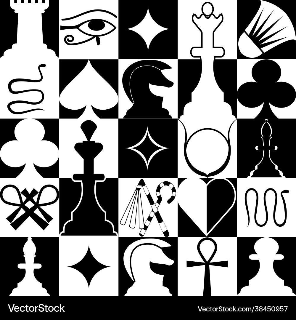 Geometric pattern with elements chess pieces Vector Image