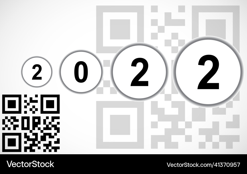 Happy new year 2022 text design with qr code Happy new year 2022 text design with qr code Vector Image