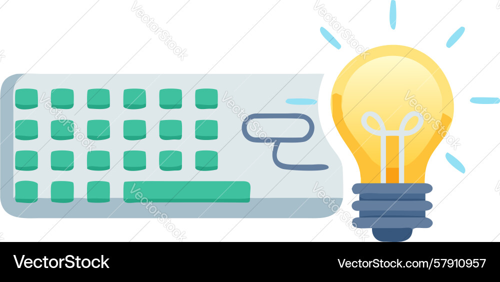 Keyboard lightbulb idea digital workflow Vector Image