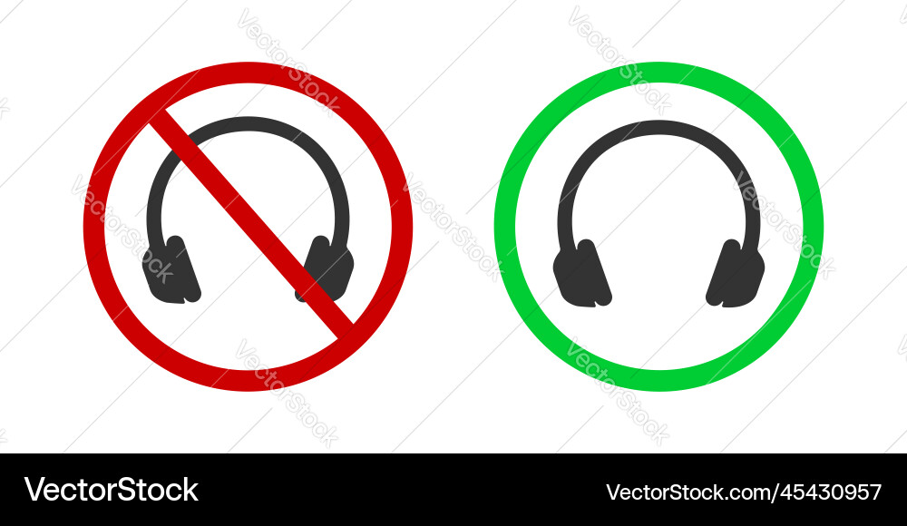 Kopfhörer verboten und erlaubt Icons Kopfhörer Kopfhörer verboten und erlaubt Icons Kopfhörer vektorbild