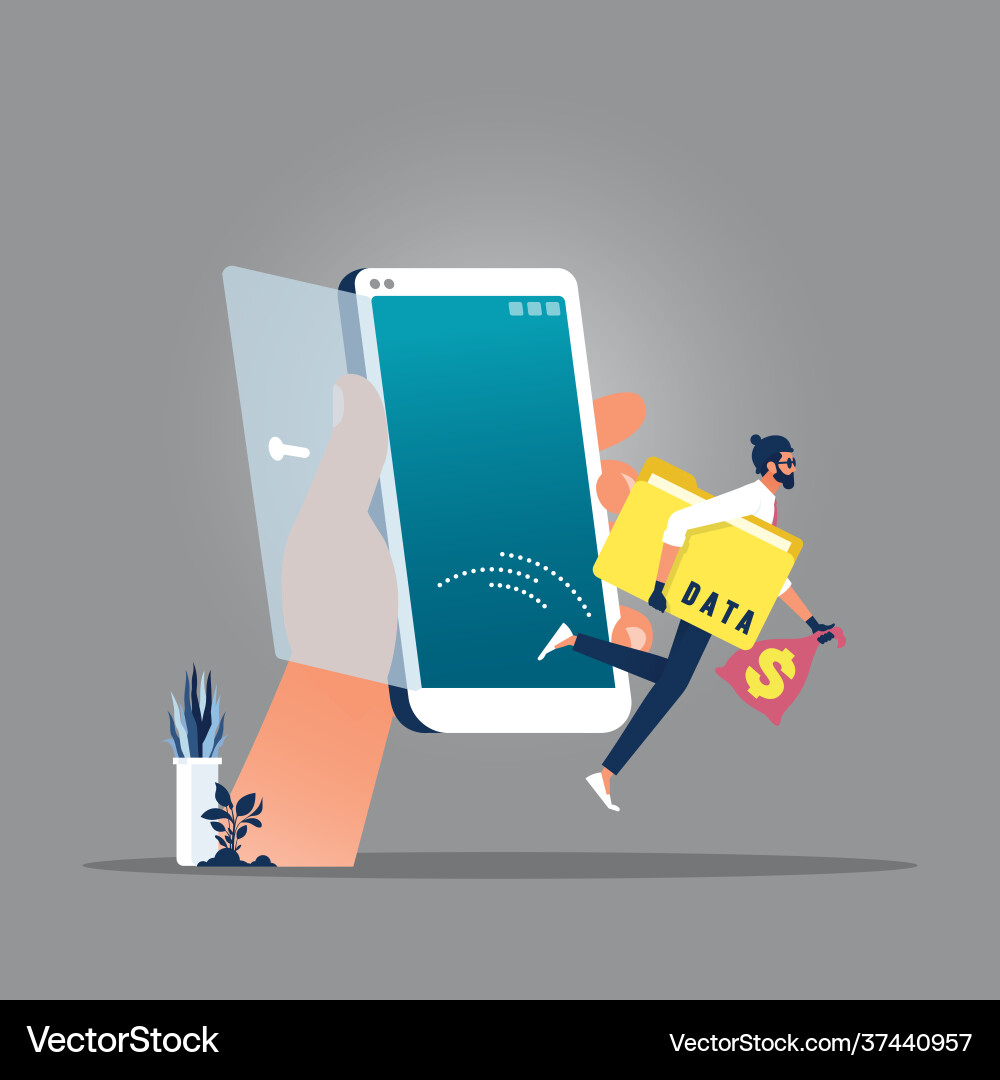 Mobile hacker and cyber security concept Mobile hacker and cyber security concept vector image