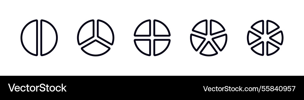 Progression of circle design in five simple Vector Image