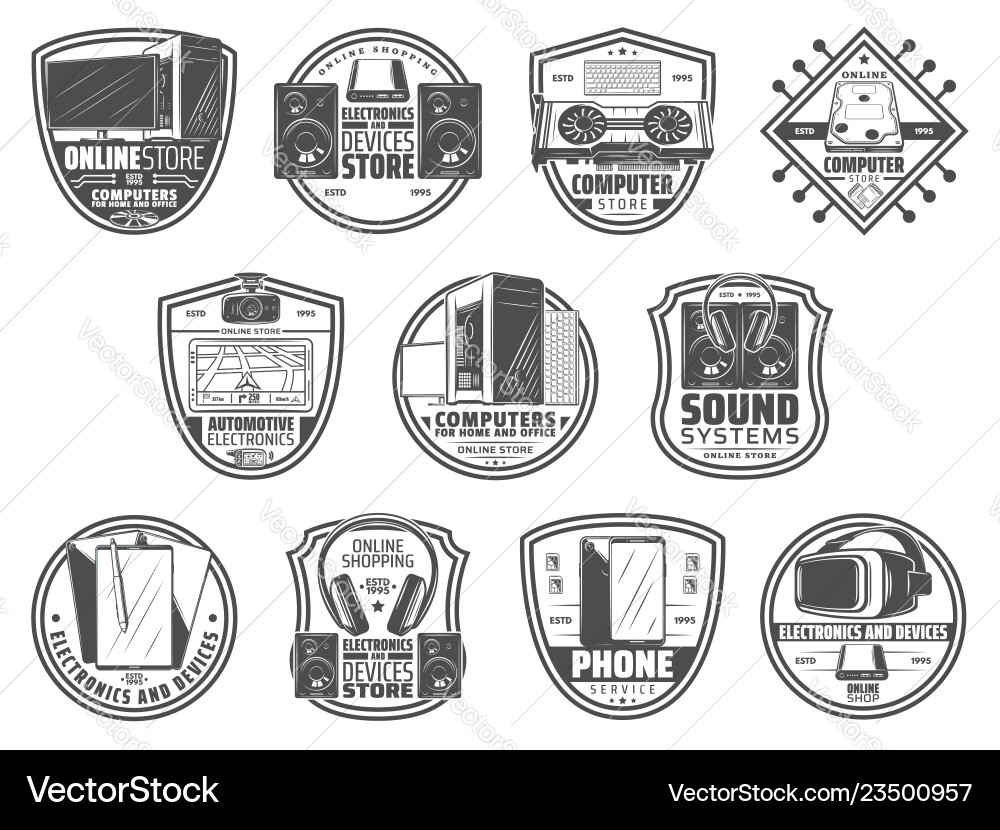 Retro Gadget Icons - Tech & Electronics vector image