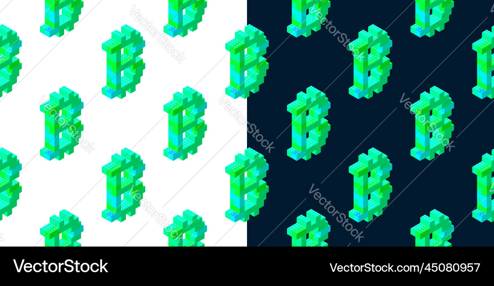 Set of patterns from green bitcoin sign Set of patterns from green bitcoin sign vector image