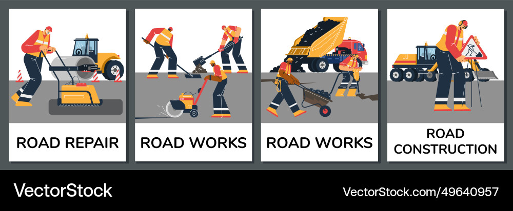 Set of posters or vertical banners about road Set of posters or vertical banners about road vector image