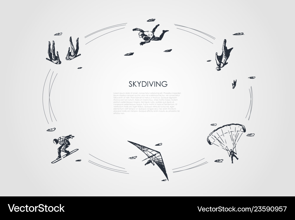 Skydiving Jump mit Parachute Vektorbild