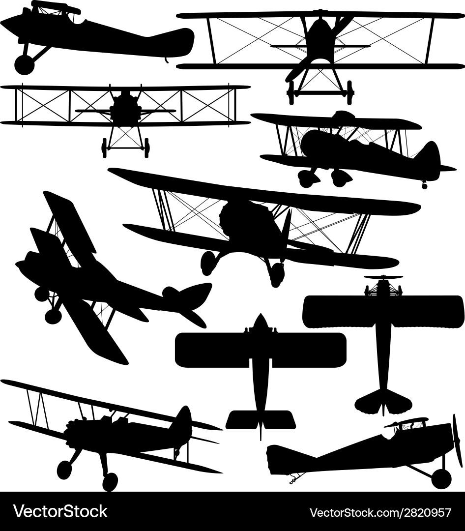 Vintage Biplane Silhouettes vector image
