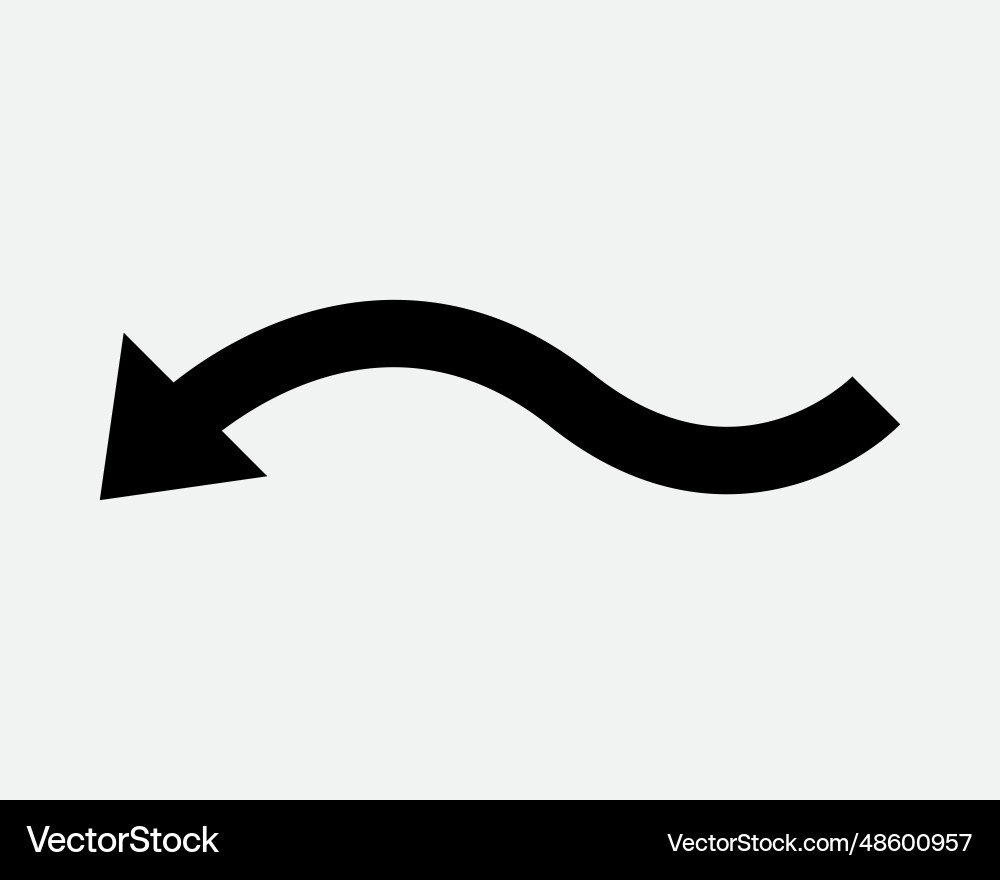 Wave arrow left down wavy curve curvy point path vector image