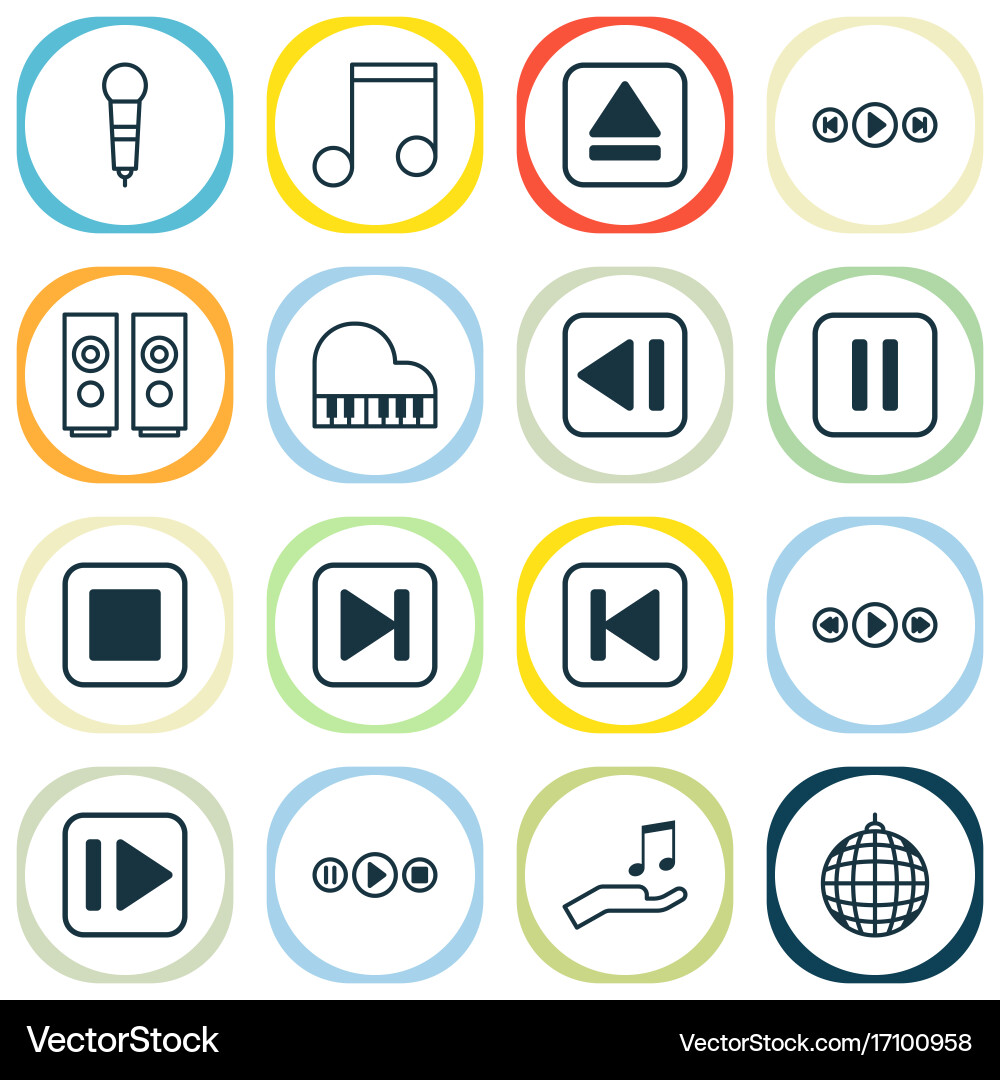 Audio icons set collection of song ui octave vector image