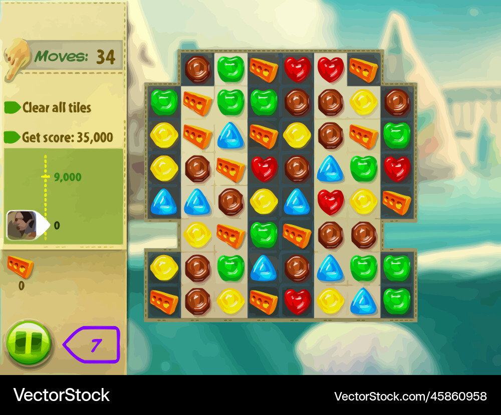 Complete set of level button game ui pop-up icon Vector Image